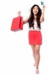 Let's Go Shopping. Cheerful Young Girl Stock Photo