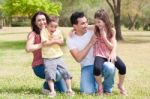 Parents With Two Kids Stock Photo