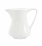 Side Of Ceramic Milk Jug On White Background Stock Photo