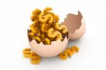 Dollar Symbols In Broken Egg Stock Photo