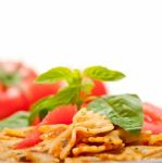 Italian Pasta Farfalle Butterfly Bow-tie And Tomato Sauce Stock Photo