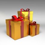 Gift Box And Red Ribbon Stock Photo