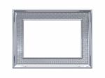 Stylish Silver Frame Isolated On White Stock Photo