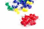 Set Of Multicolor Push Pins Stock Photo