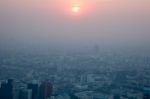 View Of Sunset Bangkok Cityscape, Bangkok The Capital City Of Th Stock Photo