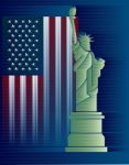 Statue Of Liberty With Flag Stock Photo