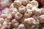 Bunch Of Garlic In The Market Stock Photo