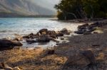 Saint Mary Lake In Montana Stock Photo