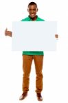 African Male Holding Blank Board Stock Photo