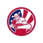 American Lumberjack Usa Flag Icon Stock Photo
