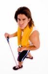 High Angle View Of Man Exercising With Rope Stock Photo