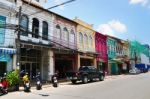 Phuket, Thailand - April 15, 2014: Old Building Chino Portuguese Stock Photo