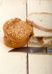 Organic Bread Over Rustic Table Stock Photo