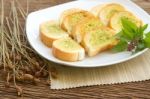 Homemade Garlic  Bread With Fresh Herb Stock Photo