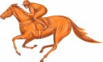 Jockey Horse Racing Drawing Stock Photo