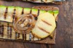 Grilled Vegetables On Bread Stock Photo