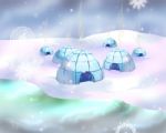 Polar Snowy Landscape With Igloo Icehouse Stock Photo