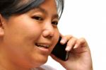 Asian Woman On Phone Stock Photo