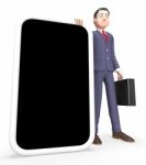 Smartphone Businessman Shows World Wide Web And Mobile 3d Render Stock Photo