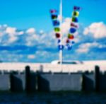 Flags Pier Backdrop Background Bokeh Stock Photo