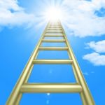 Up Ladders Indicates Raise Improvement And Improve Stock Photo