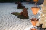 Vintage Rain Waters Way-out In Zen Garden Stock Photo