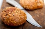 Organic Bread Over Rustic Table Stock Photo