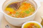 Syrian Barley Broth Soup Aleppo Style Stock Photo