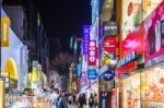 Seoul - March 20: Myeong-dong Market Is Large Shopping Street In Seoul.photo Taken On March 20,2016 In Seoul,south Korea Stock Photo