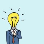 Businessman Lightbulb Head Stock Photo