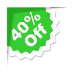 Forty Percent Off Represents Promotional Discount And Discounts Stock Photo