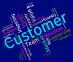 Customer Words Shows Patronage Consumers And Wordcloud Stock Photo