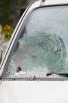 Broken Windshield Stock Photo