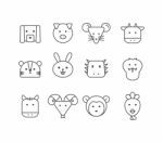 Simple Set Of  Thin Line Icons Chinese Zodiac Stock Photo