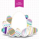 Easter Day  For Egg On  Design. Colorful Pattern For Eggs. Colorful Egg Isolated On White And Pink Background Stock Photo