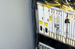 Fiber Optic With Servers In A Technology Data Center Stock Photo