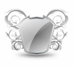 Silver Shield With Floral Pattern Stock Photo