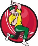 Cricket Fast Bowler Bowling Ball Side Stock Photo