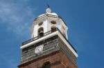 Church Bell Tower In Teguise Lanzarote Stock Photo