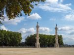 Statues Bordering The Esplanade Des Quinconces In Bordeaux Stock Photo