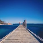 Freycinet Pier By Coles Bay In Tasmania Stock Photo