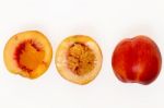 Tasty Nectarines Fruits Isolated On White Background Stock Photo