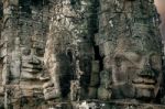 Bayon Temple With Giant Stone Faces, Angkor Wat, Siem Reap, Cambodia Stock Photo