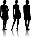 Silhouette Girls standing Stock Photo