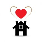  Love Heart House Illustration Stock Photo