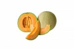 Cantaloupe Melon Isolated On White Background Stock Photo