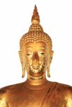 Golden Buddha Statue Isolated On White Background Stock Photo