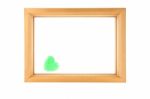 Wood Frame With Green Heart Stock Photo