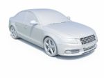 3d Car White Blank Template Stock Photo