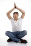 Healthy Guy In Yoga Position Stock Photo